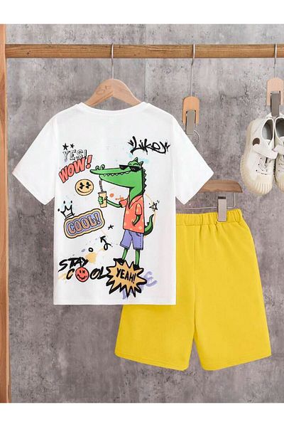 AMMA Children's Cool Printed T-shirt Shorts Top and Bottom Set