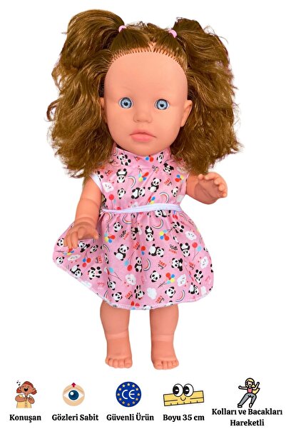 Gamze Oyuncak Sakura Türkçe Konuşan Kahverengi Saçlı Et Bebek Oyuncak (35 CM)