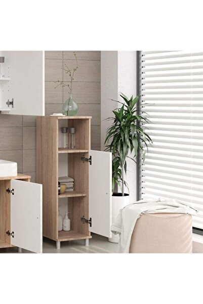 Egecan Mobilya Tek Kapaklı 3 Raflı Çok Amaçlı Banyo Dolabı Mutfak Dolabı Havlu Dolabı Erzak Dolabı