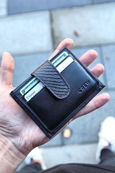 Crew Leather Unisex Porto Black Γνήσιο Δερμάτινο Θήκη και Πορτοφόλι