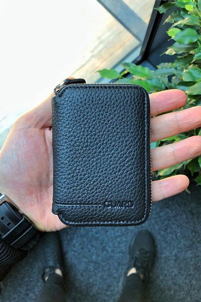 GUARD Small Size Real Genuine Leather Mini Black Wallet - Men / Women