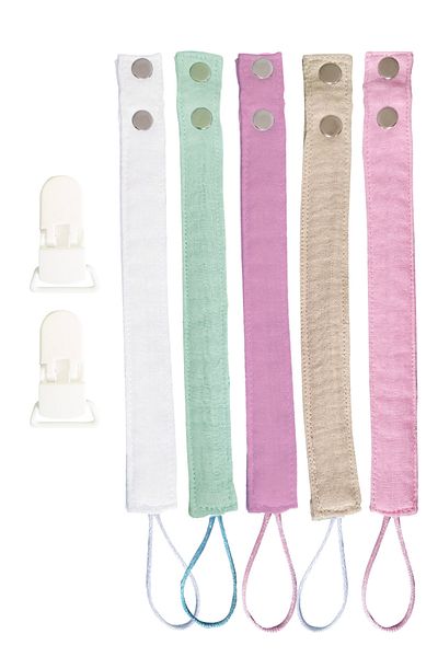Joyous Mom Kids 5-Piece Washable Colorful Pacifier Strap-pacifier Chain 100% Cotton