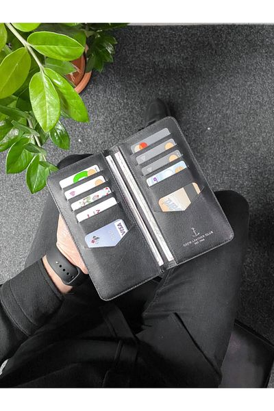 Crew Leather Δερμάτινο πορτοφόλι και θήκη για κάρτες με μοτίβο μαύρο Apex