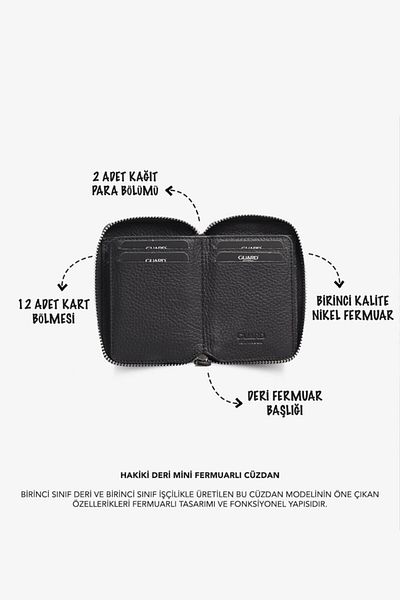 GUARD Small Size Real Genuine Leather Mini Black Wallet - Men / Women
