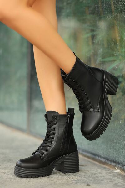 LEYDİ SHOES RİO-021 ΜΑΥΡΕΣ ΔΕΡΜΑΤΙΝΕΣ ΜΠΟΤΕΣ