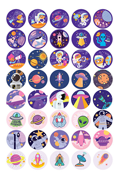 arsem 40 Adet Roket Astronot Space Uzay Temalı Sticker Etiket Seti - Ajanda, ...