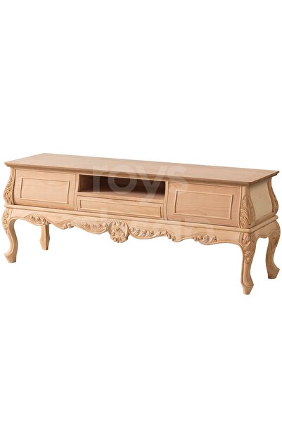 ROYS AHŞAP Ahşap 4547 Masif Ham 160 Cm Bombeli Oymalı Tv Ünitesi