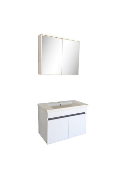 DOĞSAN MOBİLYA Üsküp 65 Cm Takım Banyo Dolabı Beyaz-antrasıt