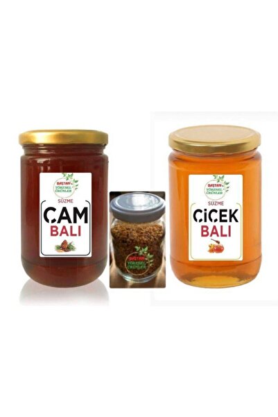 Baştan Yöresel 850gram Yayla Çam Balı, 850gram Yayla Çiçek Balı 100gram Polen