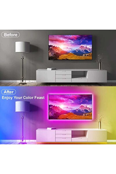 Viesteknoloji BİLGİSAYAR MASASA TELEVİZYON ARKASI FULL RGB KUMANDALI İÇ VE DI...