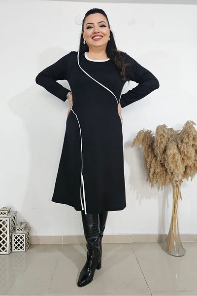 sinemisxxl llycra double string fabric black plus size dress