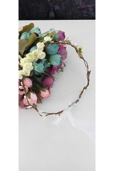 shopland Circle Bridesmaid/Bridal Crown with Tassel and Flower Detail Suitable for Natural Concept