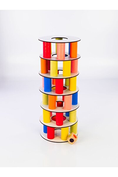 Capellawoodworks Ahşap Renkli Pisa Denge Kulesi Eğitici Zeka Ve Aile Aktivite...