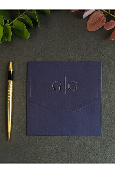 Pixel Davetiye Lacivert Kapaklı 100 Adet Yeni Model Davetiye - 100 Adet Düğün - Nişan - Kına Davetiyesi - 2054