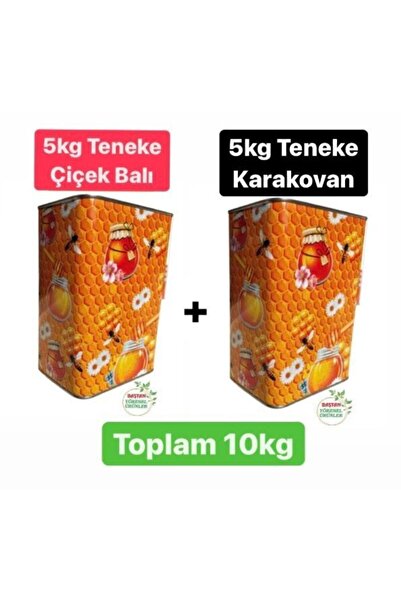 Baştan Yöresel 5kg Teneke Süzme Çiçek Balı Ve 5kg Teneke Karakovan Süzme Balı