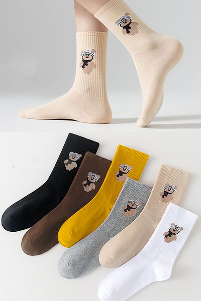 BGK Унисекс 6 чифта дълги чорапи с шарка на мече