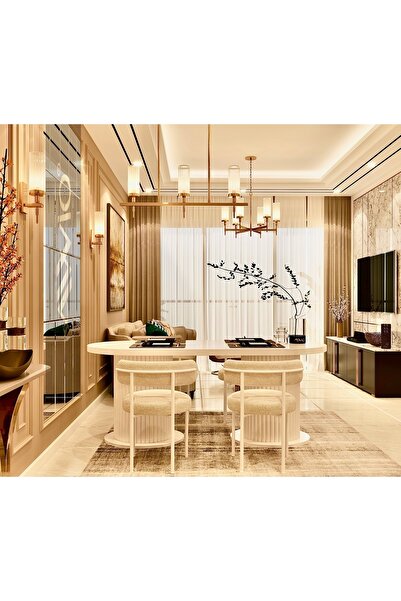 AVVİO Lizy Beyaz Bohem Ayak 80x140 Yemek Masası Mutfak Masası Masa Sandalye Takımı