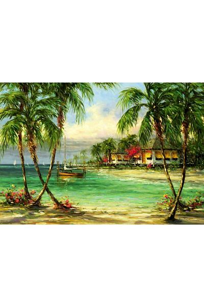 Anatolian Puzzle Palm Tree Landscape 500 Piece Puzzle