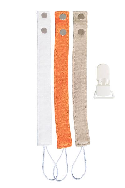 Joyous Mom Kids Cotton Muslin Baby Pacifier Strap - Plastic Clip, Easy Open Holder / Pacifier Chain 3E1