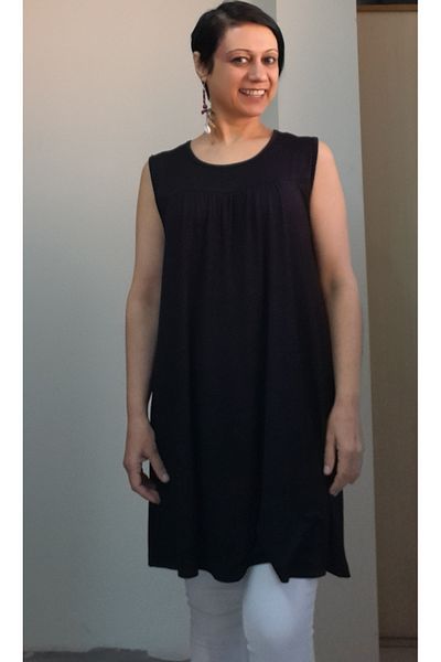 Mertcan Butik Black front and back robadan cut and drawstring thick strap combed cotton Viscose T-shirt