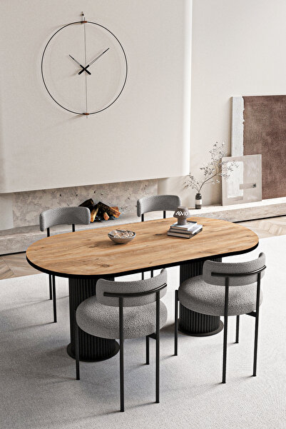 AVVİO Rommy Bohem Lake Mdf Ayak 80x160 Yemek Masası Mutfak Masası Masa Sandal...