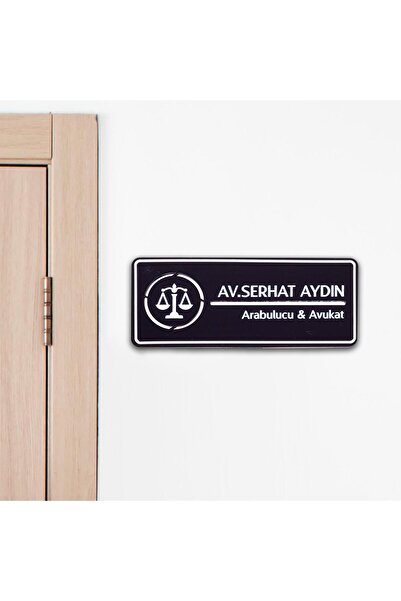 Ofistike Avukata Özel Kapı İsimlik Tabelası Ofis Yönlendirme Kapı İsimlik Avukat Tabela