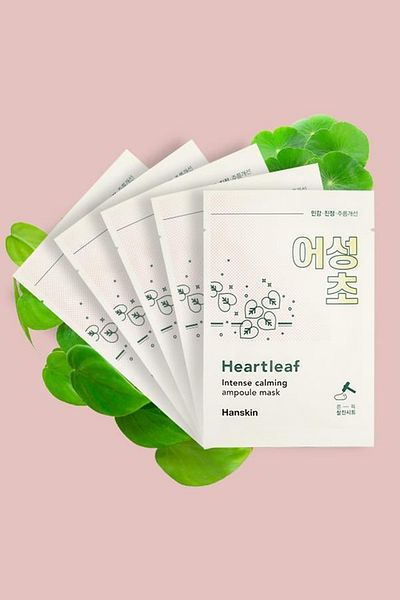 Hanskin 5 Pack Heartleaf Intense Calming Ampoule Mask - Heartleaf Extract Intensive Calming Ampoule Mask 23 ml