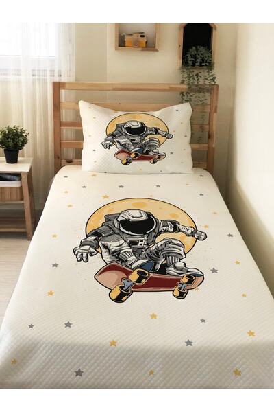 Evmila Skateboarder Astronaut Patterned Baby and Child Single Pique Set 160 X...