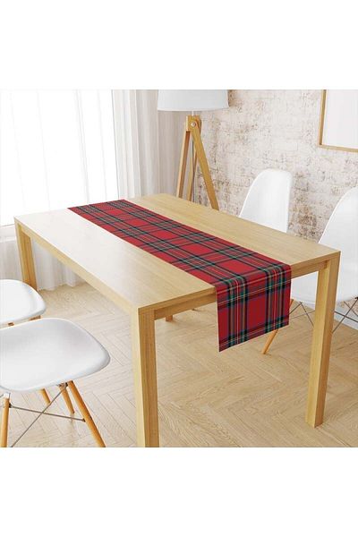 milroma Velvet Textured Red Green Plaid Runner 106