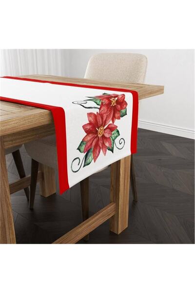 milroma Βελούδινο δρομέας με χριστουγεννιάτικο θέμα με λουλούδια