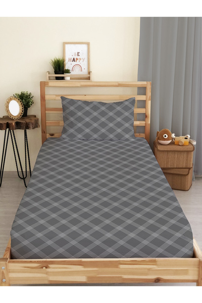 Evmila Μαύρο σετ σεντονιών μονόκλινου κρεβατιού με μοντέρνο σχέδιο