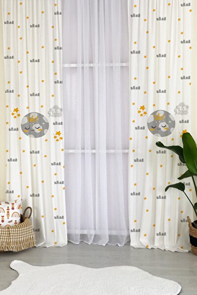 milroma Сірий місяць з малюнком Дитяча кімната Фон завіса
