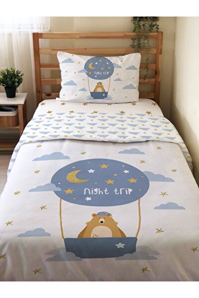 Evmila Двустранен комплект за единично легло с мотив на летящи балони, без ча...