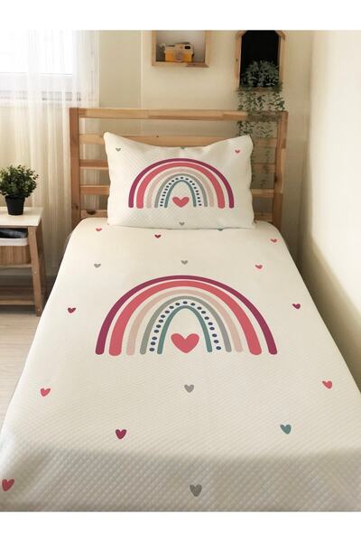 Evmila Rainbow Patterned Baby and Kids Printed Single Pique Set 160 X 220 cm ...