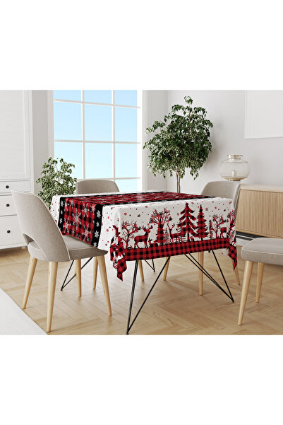 Evmila مفرش طاولة مخملي منقوش لعيد الميلاد