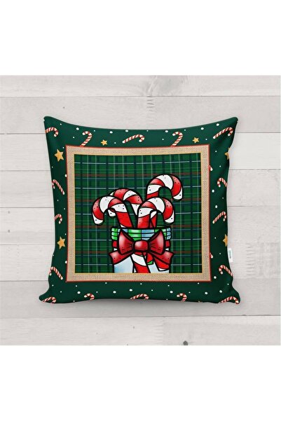 milroma Πρωτοχρονιάτικο Ειδικό Βελούδινο Κάλυμμα Μαξιλαριού με Σχέδιο Καραμέλας