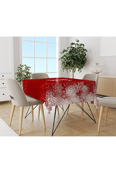Evmila Yılbaşı Desenli Kadife Doku Masa Örtüsü