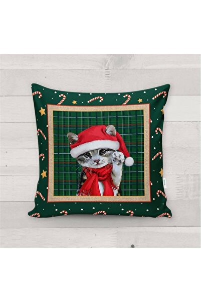 milroma Новогодишна специална калъфка за възглавница с котешки мотив от кадифе