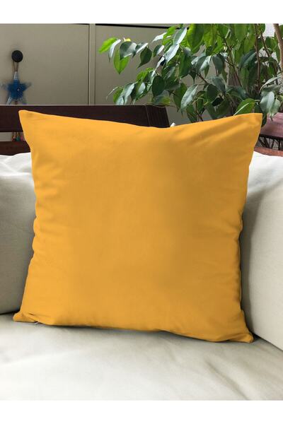 Evmila Țesătură galbenă de piele intoarsă monocromă - Husă de pernă pentru ta...