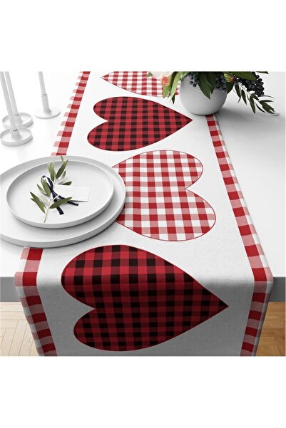 milroma Yılbaşı Temalı Kalp Desenli Kadife Runner