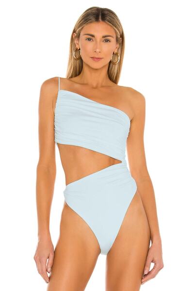 By Kul Design Body de damă din jerseu de mătase albastru cu șnur