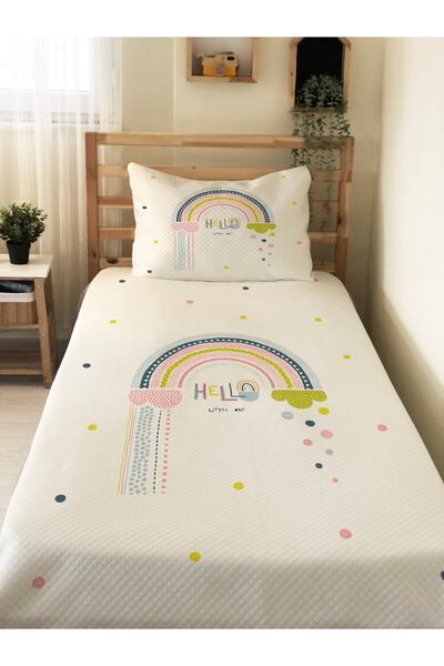 Evmila Rainbow Patterned Baby and Kids Printed Single Pique Set 160 X 220 cm ...