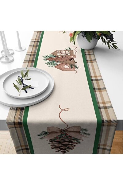 milroma Βελούδινο ράνερ με μοτίβο κώνου με θέμα τα Χριστούγεννα