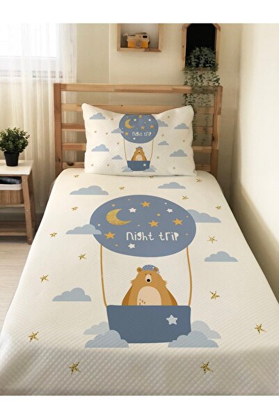 Evmila طقم بيكيه فردي مطبوع عليه دمية دب وبالون طائر للأطفال والرضع مقاس 160 ...