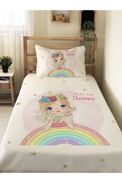 Evmila Rainbow Patterned, Printed Single and Children's Pique Set