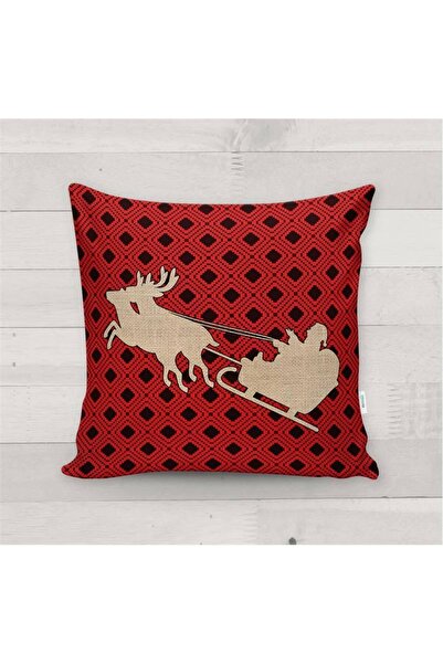 milroma Ειδικό Πρωτοχρονιάτικο Βελούδινο Κάλυμμα Μαξιλαριού με Σχέδιο Άμαξας ...