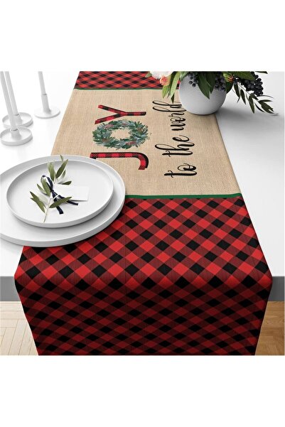 milroma Βελούδινο ράνερ με χριστουγεννιάτικο θέμα και γραφές χαράς