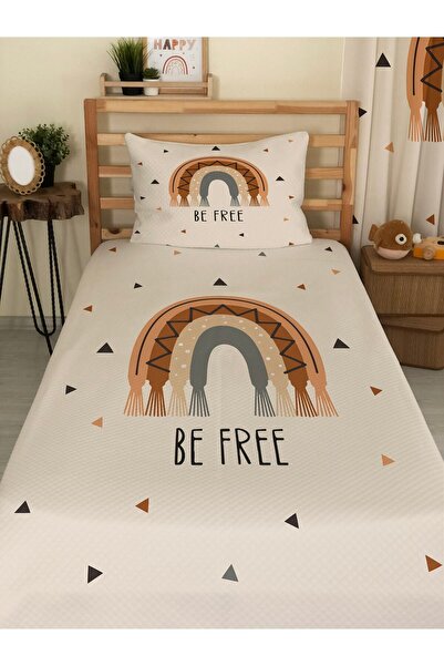 milroma طقم بيكيه فردي مطبوع عليه قوس قزح للأطفال والرضع مقاس 160 × 220 كريمي