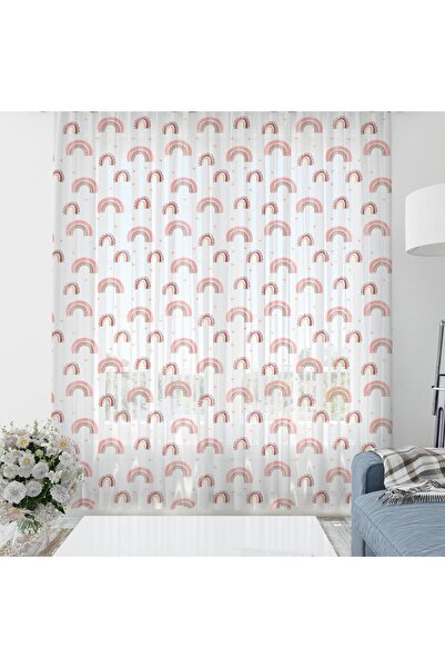 Evmila Baskılı Bebek Ve Çocuk Odası 140x260 Cm Gökkuşağı Desenli Tül Perde - ...