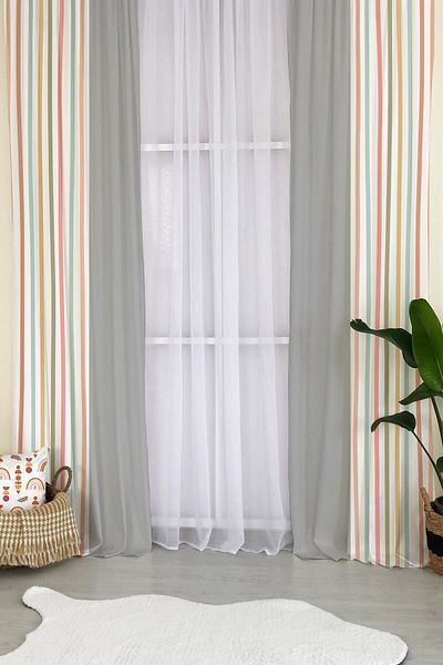 milroma Colorful Striped Patterned Children's Room Background Curtain